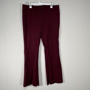 New York & Co Eva Mendez Flare Dress Pants Women's 16 Mid Rise Burgundy Office